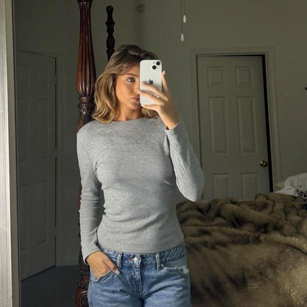 00s heather grey ribbed long sleeve top